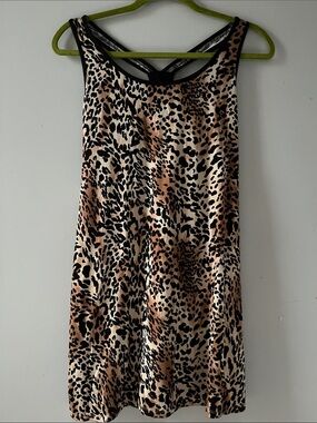 Gilligan & O'Malley Leopard Print Midi Dress - Black and Brown